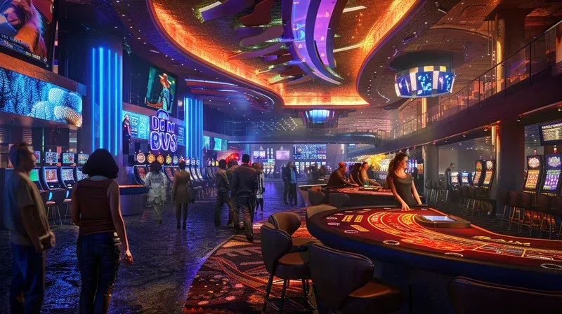 Elegante Spieltische in stimmungsvollem Casino-Ambiente